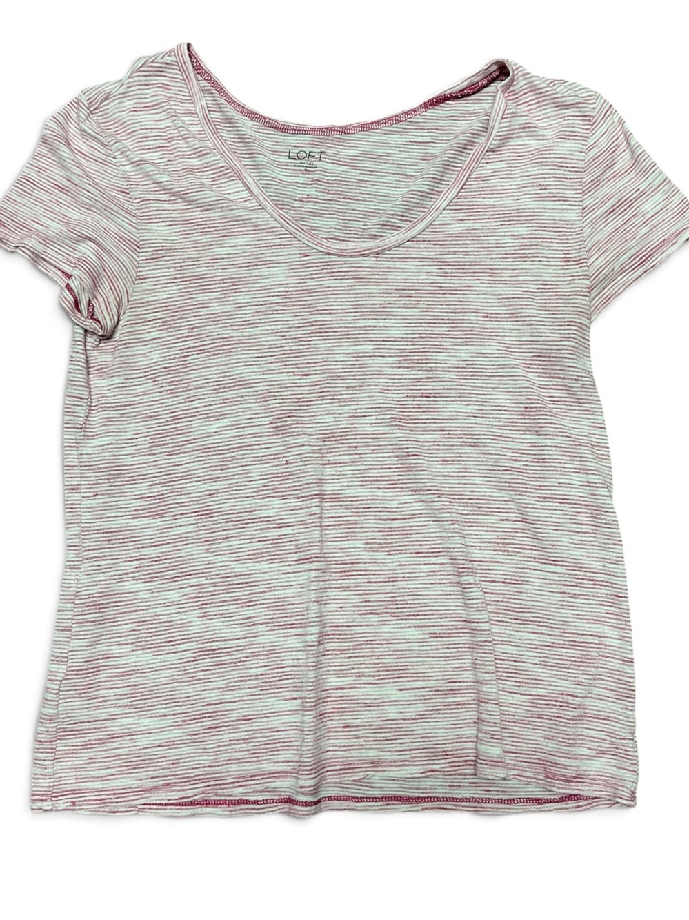 LOFT woman’s Pink & White Stripe Short Sleeve Tee